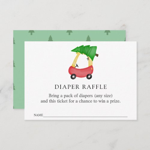 Winter Red Car Diaper Raffle insert card