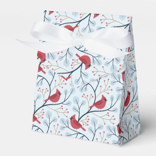 Winter Red Cardinal Bird Favor Boxes (Front Side)