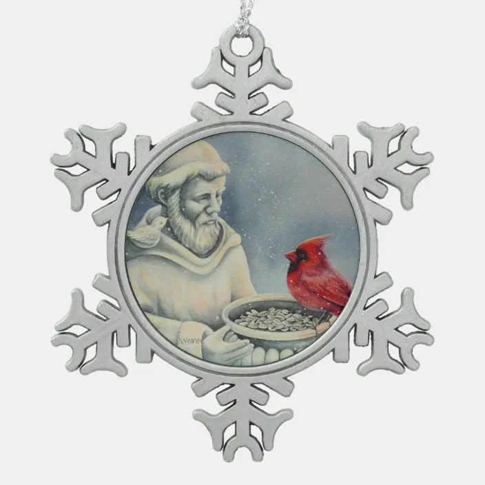 Pewter Cardinal-Christmas Bird Ornaments 