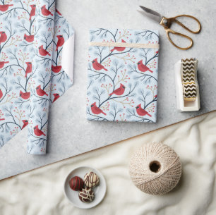 Winter Red Cardinal Bird Wrapping Paper