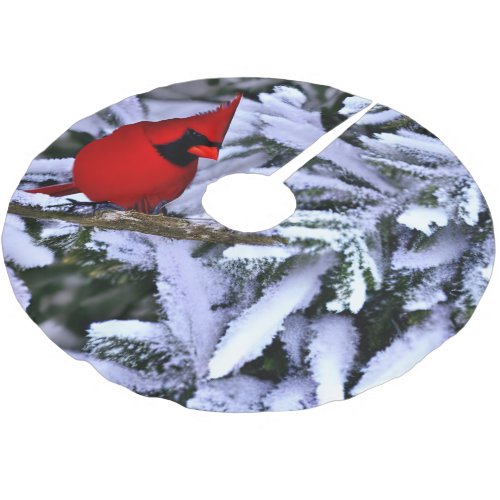 Winter Red Cardinal Brushed Polyester Tree Skirt