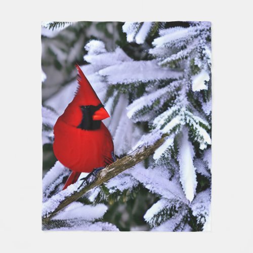 Winter Red Cardinal Fleece Blanket