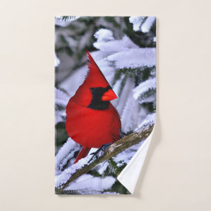 Winter Red Cardinal Hand Towel