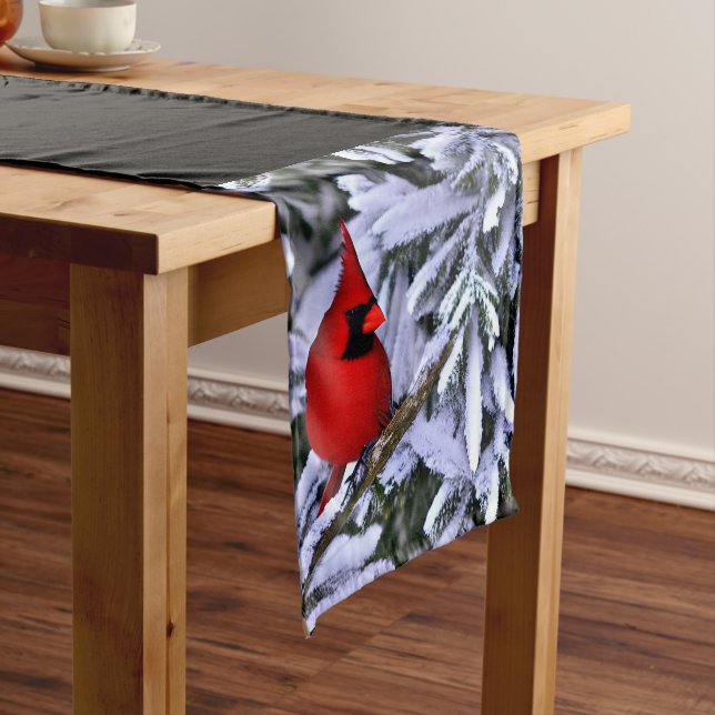 Winter Red Cardinal Short Table Runner (In Situ)