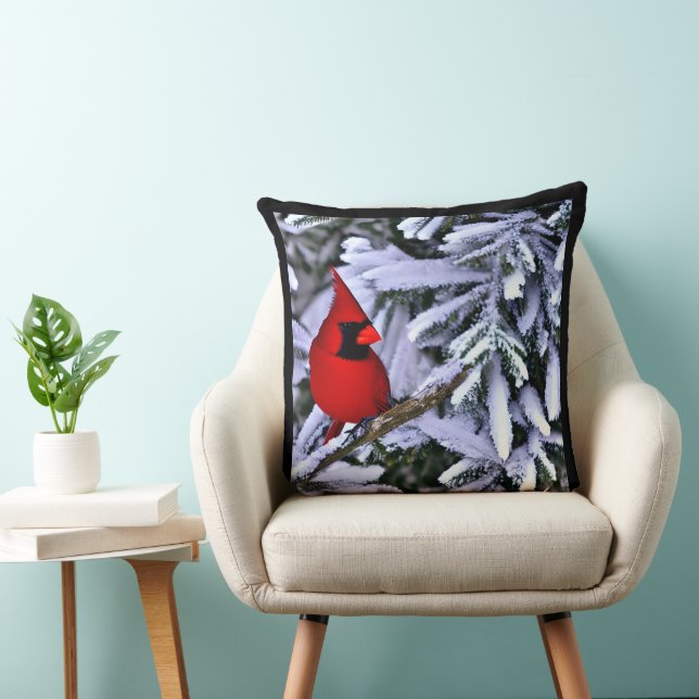 Winter Red Cardinal Throw Pillow (Chair)