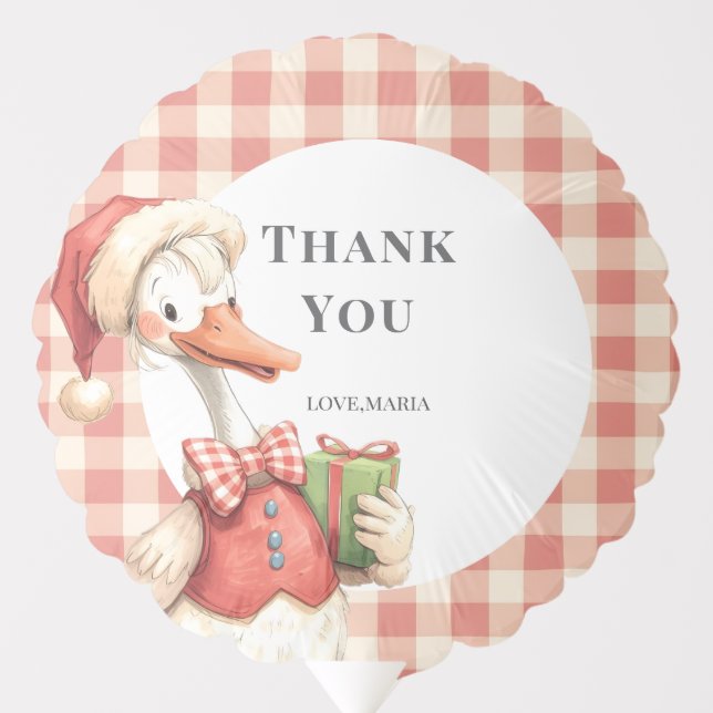 Winter Red Christmas Silly Goose  1st birthday Balloon (Front)