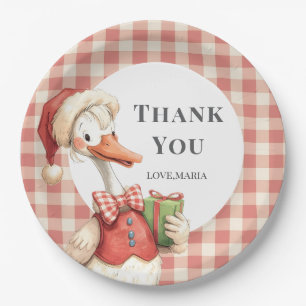 Winter Red Christmas Silly Goose 1st birthday Paper Plates
