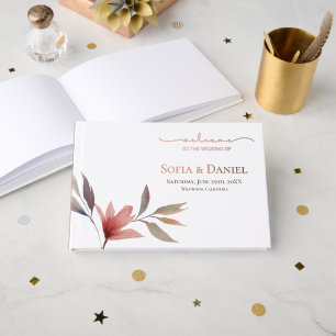 Winter Red Flower Watercolor Wedding Foil Guest Book