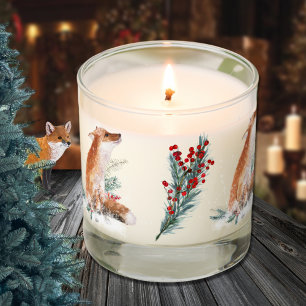 Winter Red Fox Blue Spruce Christmas Holiday Scented Candle