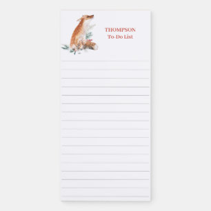 Winter Red Fox Personalized Magnetic Notepad
