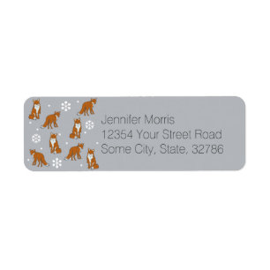 Winter Red Foxes Pattern Label