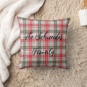 Winter Red Green Plaid Tartan Classic Throw Pillow