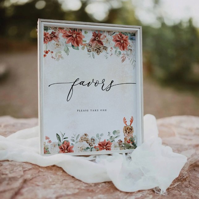 Winter Red Greenery Pinecone Favors Sign (Creator Uploaded)