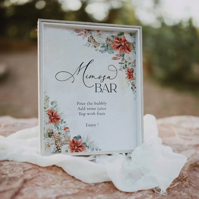 Winter Red Greenery Pinecone Mimosa Bar Sign (Creator Uploaded)