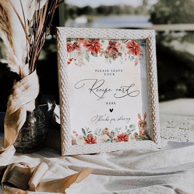 Winter Red Greenery Pinecone Recipe Card Sign (Creator Uploaded)