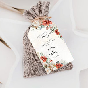 Winter Red Greenery Pinecone Thank You Gift Tag