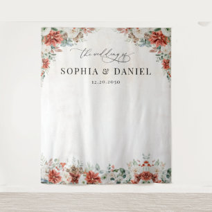 Winter Red Greenery Pinecone Wedding Backdrop