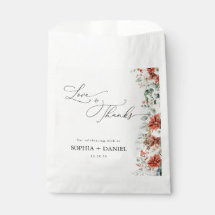 Winter Red Greenery Pinecone Wedding Favor Bags