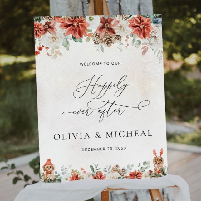 Winter Red Greenery Pinecone Wedding Foam Boards (Creator Uploaded)