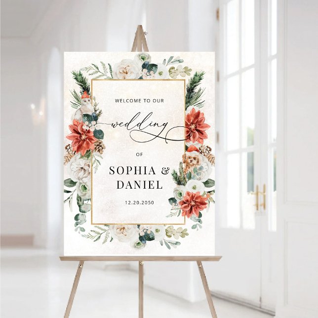 Winter Red Greenery Pinecone Wedding Foam Boards (Creator Uploaded)