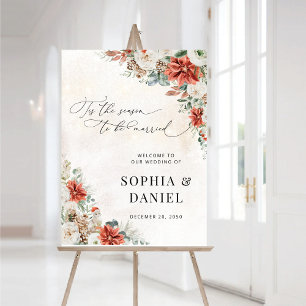 Winter Red Greenery Pinecone Wedding Foam Boards