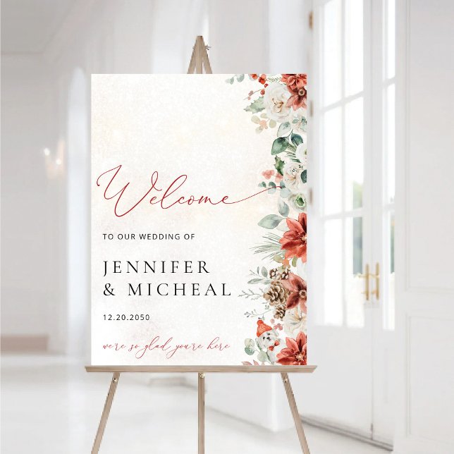 Winter Red Greenery Pinecone Wedding Foam Boards (Creator Uploaded)