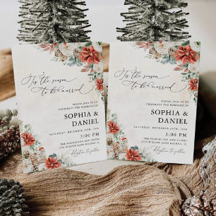 Winter Red Greenery Pinecone Wedding Invitation