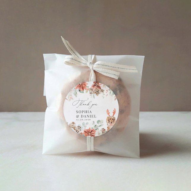 Winter Red Greenery Pinecone Wedding Sticker (Creator Uploaded)