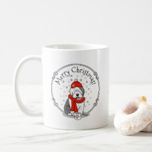 Winter (Red) Old English Sheepdog (Gray 1) Cute Coffee Mug