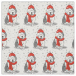 Winter (Red) Old English Sheepdog (Gray 1) Cute Fabric