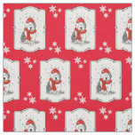 Winter (Red) Old English Sheepdog  Gray 1 Holiday Fabric