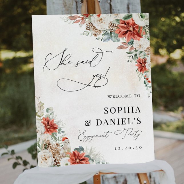 Winter Red Pinecone Engagement Party Foam Boards (Creator Uploaded)