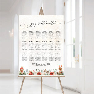 Winter Red Pinecone Seating Chart Foam Board