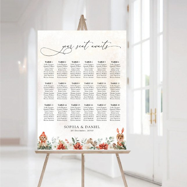 Winter Red Pinecone Seating Chart Foam Board (Creator Uploaded)
