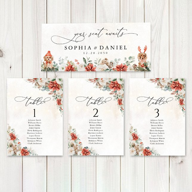 Winter Red Pinecone Wedding Head Table Sign (Creator Uploaded)