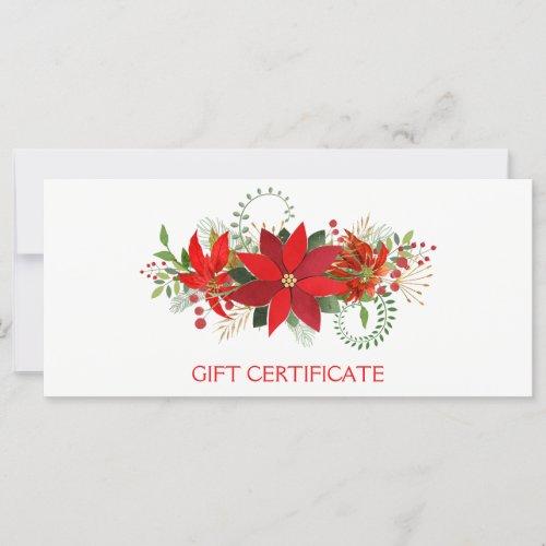 Winter Red Poinsettia Holiday Gift Certificate