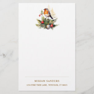 Winter Red Robin Christmas Stationery