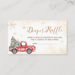 Winter Red Truck Baby Shower Diaper Raffle Enclosure Card