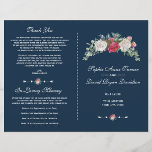 Winter Red White Flowers Berries Wedding Program Flyer