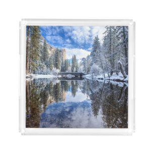 Winter Reflection at Yosemite Acrylic Tray