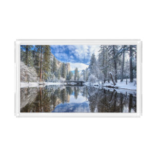 Winter Reflection at Yosemite Acrylic Tray