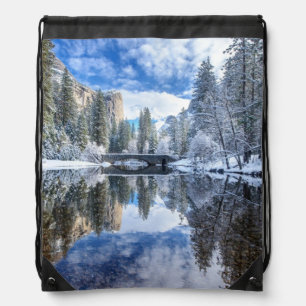 Winter Reflection at Yosemite Drawstring Bag