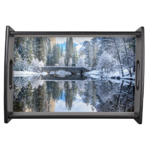 Winter Reflection at Yosemite Serving Tray