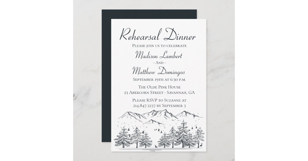 Winter Rehearsal Dinner Mountain Nature Wedding Invitation | Zazzle