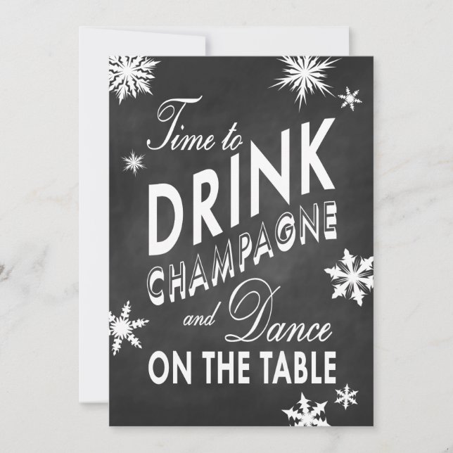 Winter Rehearsal Dinner Time to Drink Champagne Invitation (Front)