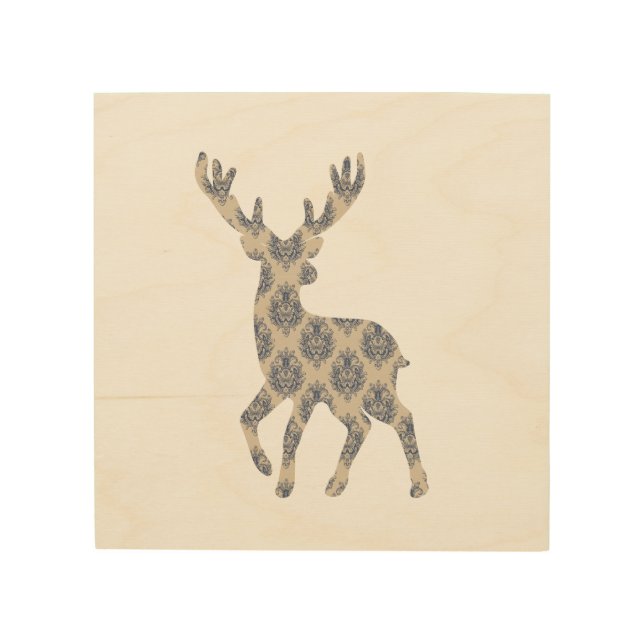 Winter Reindeer Chinoiserie  Wood Wall Art (Front)