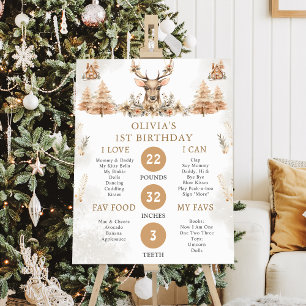 Winter Reindeer Christmas 1st Birthday Milestone Foam Board