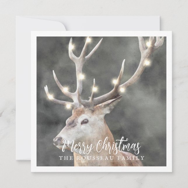 Winter Reindeer Glow Christmas Holiday Cards (Front)