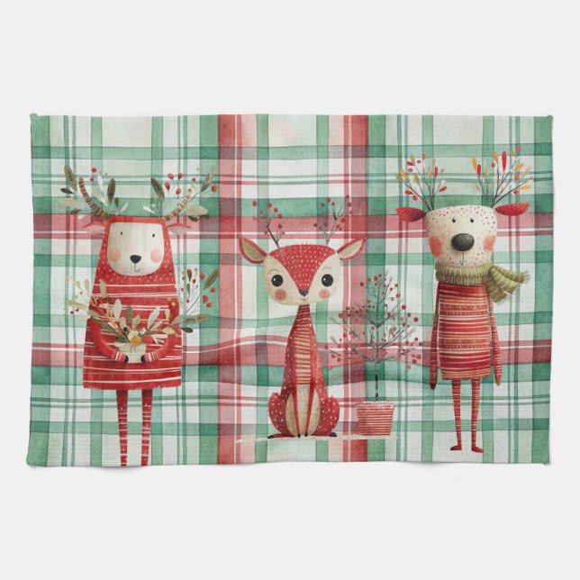 Winter reindeer kitchen towel (Horizontal)