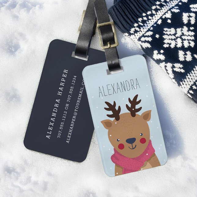 Winter Reindeer Personalized Bag Tag | Sky (Creator Uploaded)